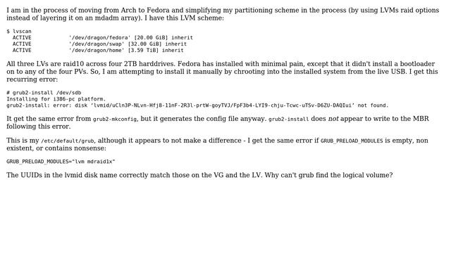Unix & Linux: grub2-install can't find lvm device смотреть онлайн