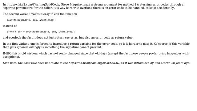 In languages without exception-handling, should error codes be returned from the function смотреть онлайн