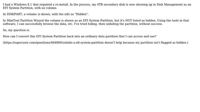 How do I convert an EFI System Partition into a normal GPT partition? смотреть онлайн