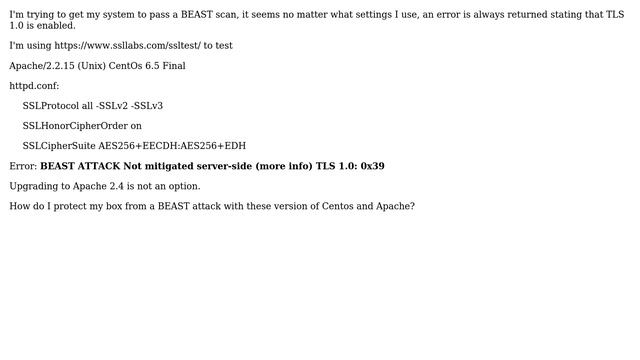 Unix & Linux: Mitigating BEAST Centos 6.5 Apache 2.2 смотреть онлайн