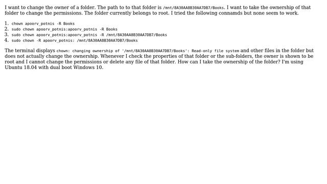 Ubuntu: Can't change the owner of a folder (2 Solutions!!) смотреть онлайн