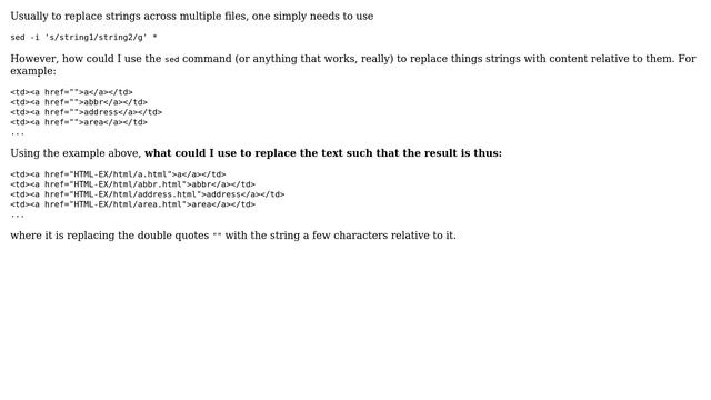 Unix & Linux: Using sed (or anything useful) to replace strings with relative content смотреть онлайн