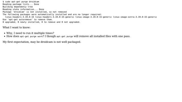 Ubuntu: How does apt-get purge work? Why it couldn't remove broken package in one pass? смотреть онлайн