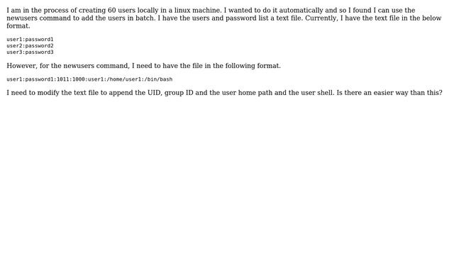 shell script to append ID for newusers command смотреть онлайн