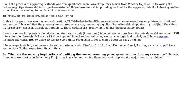 What are the security implications of omitting the 'security.debian.org' sources from... смотреть онлайн