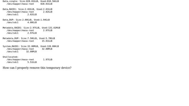 Unix & Linux: BTRFS added a new device in RAID1 mode, how to remove it? смотреть онлайн