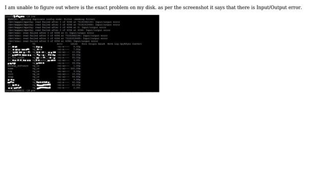 Unix & Linux: lvs shows Input/Output error смотреть онлайн
