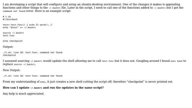 Updating the ~/.bashrc file for a script смотреть онлайн
