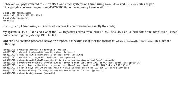 Unix & Linux: Is there a canonical method to restrict ssh access to certain IP addresses in Unix? смотреть онлайн