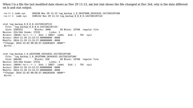 Unix & Linux: Why ls and stat shows different modified dates? смотреть онлайн