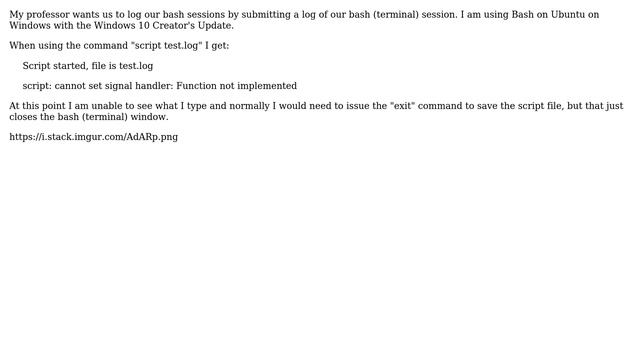 Bash on Ubuntu on Windows logging bash sessions смотреть онлайн