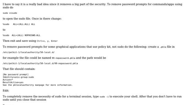 Ubuntu: How to disable all permissions and sudo password requirements? смотреть онлайн