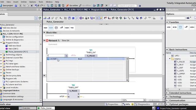 TIA PORTAL : PULSE GENERATOR (LAD) смотреть онлайн