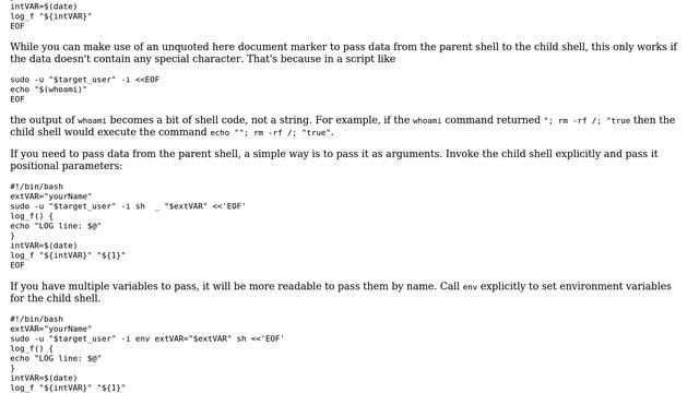 Unix & Linux: Forward function and variables into sudo su - ＜user＞ ＜＜EOF (3 Solutions!!) смотреть онлайн