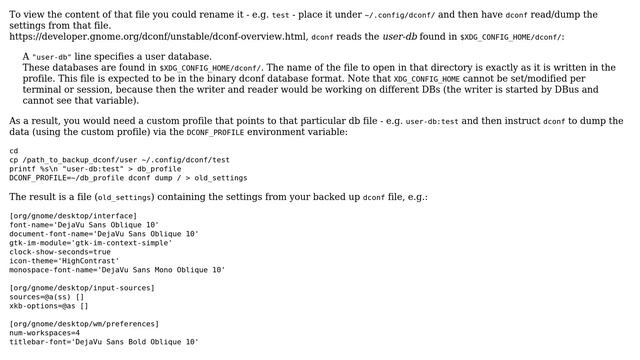 Unix & Linux: How can I view the content of a backup of the dconf database file? смотреть онлайн