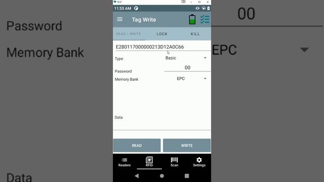 123RFID mobile Reserved Memory Lock Android смотреть онлайн