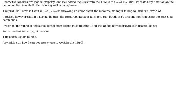 How can I execute tpm2_nvread in the initramfs image created by dracut for centOS 7? смотреть онлайн