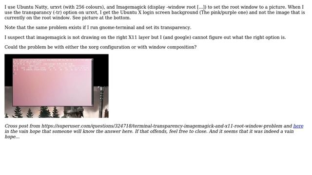 Terminal transparency (urxvt) , Imagemagick, and X11 root window problem смотреть онлайн