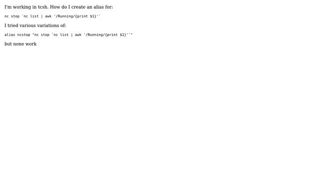 Unix & Linux: Creating alias for cmd with backticks смотреть онлайн