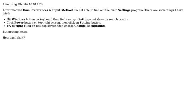 Ubuntu: Cannot access to (or find out) main Settings program смотреть онлайн
