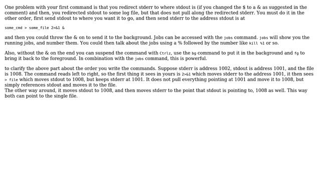 Unix & Linux: Can I redirect output to a log file and background a process at the same time? смотреть онлайн