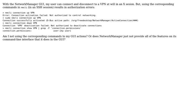 Authorization to control NetworkManager from the Command Line (nmcli) rather than the GUI смотреть онлайн