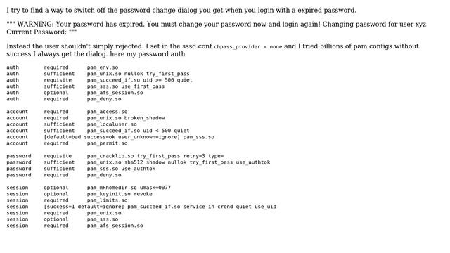 Disable expired password change dialog in PAM смотреть онлайн