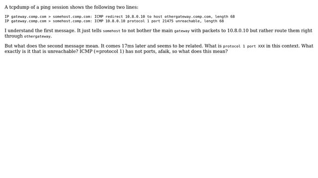 Exact meaning of ICMP protocol 1 port xxx unreachable in a ping exchange смотреть онлайн