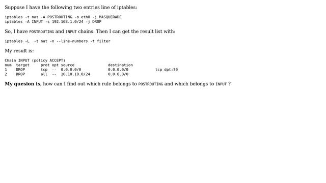 Unix & Linux: How to find out which chain in iptables in listing? смотреть онлайн