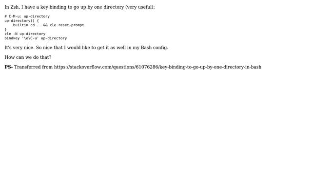 Key binding to go up by one directory (in Bash) смотреть онлайн