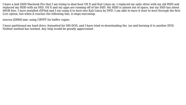 Unix & Linux: Problems booting Kali Linux 1.0.9a 64 bit on Macbook Pro смотреть онлайн