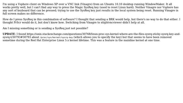 DevOps & SysAdmins: Linux: How To Press Sysreq Key In VNC/Vsphere Client? (2 Solutions!!)