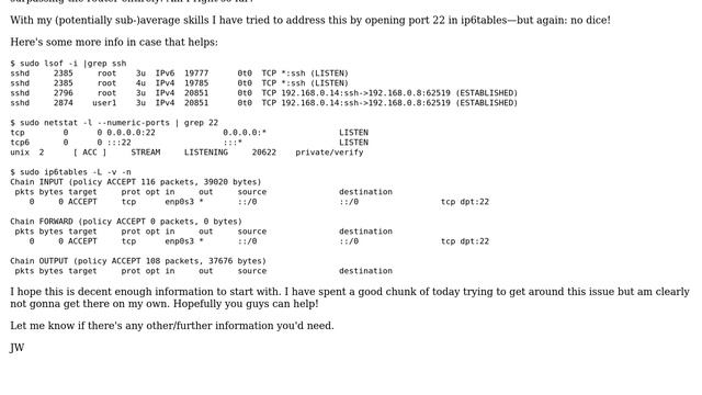 Why does my Ubuntu IPv6 ssh server not work? смотреть онлайн