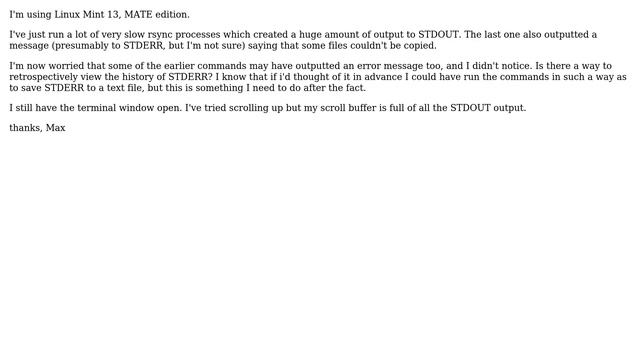 Unix & Linux: View the recent stderr output for a terminal window смотреть онлайн