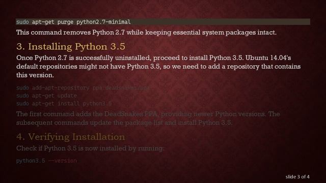 Uninstalling Python 2.7 and Reinstalling Python 3.5 on Ubuntu 14.04 смотреть онлайн