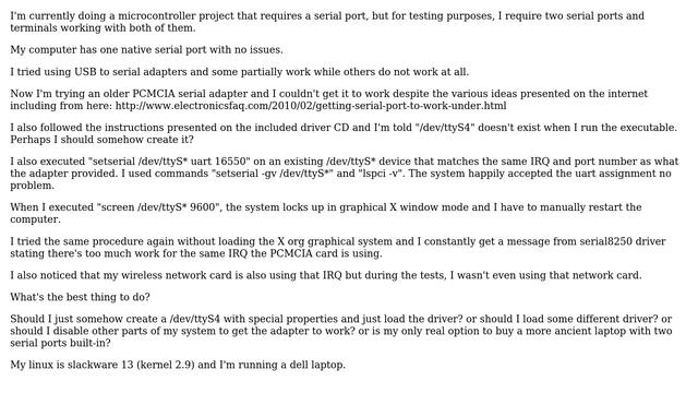 Unix & Linux: Running a terminal over PCMCIA serial port in unix смотреть онлайн