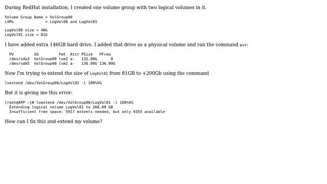 Unix & Linux: Not able to extend the size of an LVM logical volume смотреть онлайн