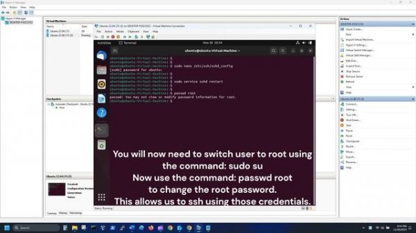 How to Permit Root Logon Ubuntu 22.04 LTS Virtual Machine Using Windows Hyper-V Manager