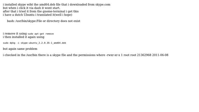 Ubuntu: Skype fails to start after installation from downloaded deb package смотреть онлайн