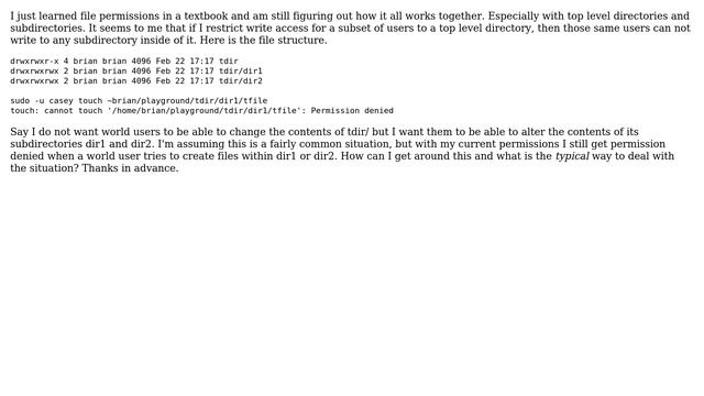 How do restrict write access to a top level directory but allow users to write to subdirectories? смотреть онлайн