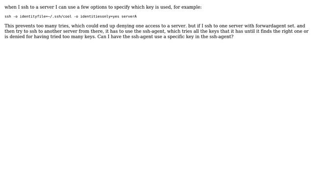 Unix & Linux: Use specific key in a forwardagent ssh call? смотреть онлайн