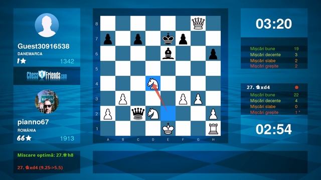 Chess Game Analysis: pianno67 - Guest30916538 : 1-0 (By ChessFriends.com) смотреть онлайн