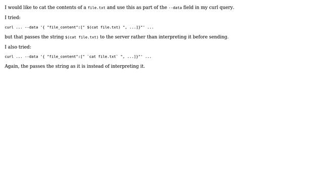 Unix & Linux: Embed "cat file" in CURL data (2 Solutions!!) смотреть онлайн