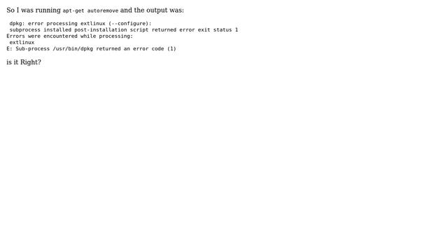 dpkg: error processing extlinux (--configure) смотреть онлайн