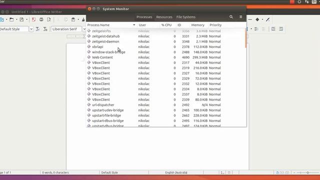 Closing LibreOffice using the System Monitor in Linux смотреть онлайн