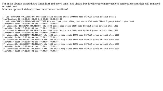 Unix & Linux: How prevent virtualbox to create useless network interfaces? смотреть онлайн