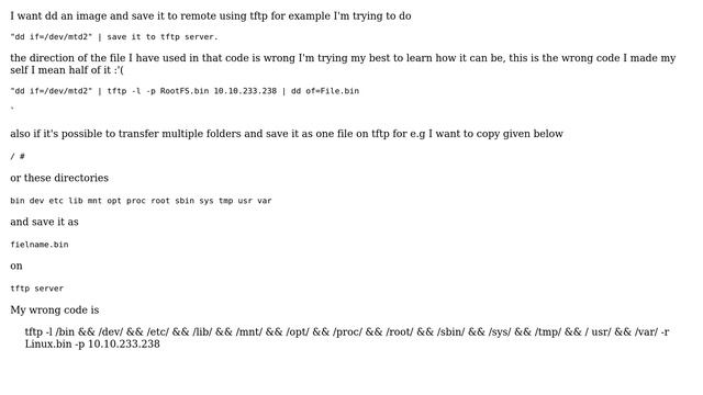 How to dd an image and save it to tftp without saving into local machine? смотреть онлайн