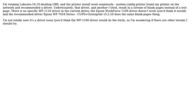 Ubuntu: Suggestions for Epson WF-1110 WiFi printer? смотреть онлайн
