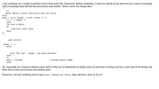 Unix & Linux: Checking and Killing processes of a user before deleting (2 Solutions!!) смотреть онлайн