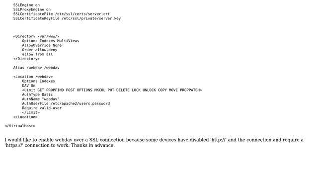 DevOps & SysAdmins: apache2 webdav givng a 405 error after enabling ssl certificate смотреть онлайн